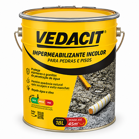 Impermeabilizante Incolor P/ Pedras e Pisos Base Solvente 18L - VEDACIT