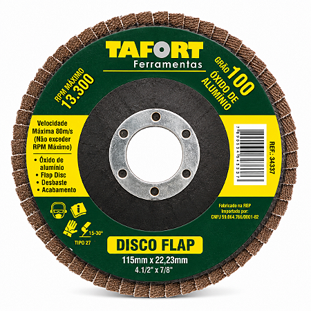Disco Flap Óxido de Alumínio 115mm Gr100 - TAFORT