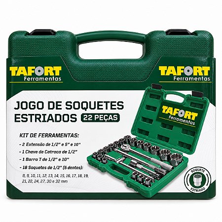 Jogo de Soquetes Maleta 22 Peças - TAFORT