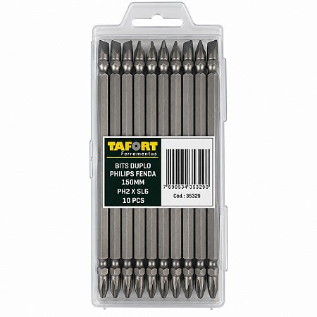 Jogo de Bits Duplo Philips Fenda (10Pçs) 150mm - TAFORT