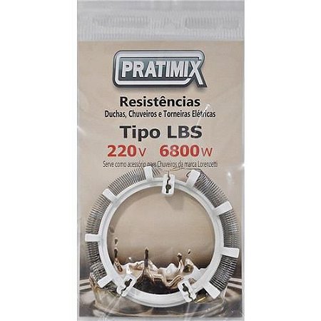 Resistência Chuveiro C/ Suporte Bella 4T 220V 6800W Tipo Lorenzetti - PRATIMIX