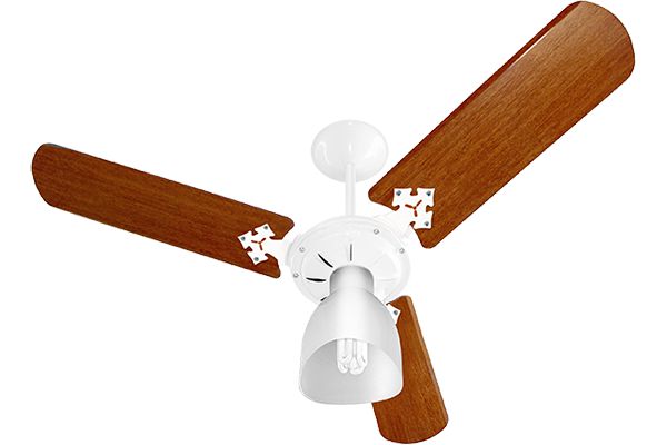 Ventilador Teto Pá Madeira Motor BRANCO 127V New Delta Light - VENTI-DELTA