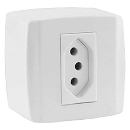 Conjunto 1 Tomada Sobrepor 20A Box Branca - ILUMI