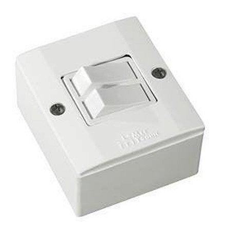 Conjunto Interruptor 2 Teclas Simples Sobrepor 10A Box Branca - ILUMI
