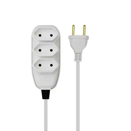 Extensão Compacta Com Cordão Paralelo 5M 2P 10A Branco - ILUMI