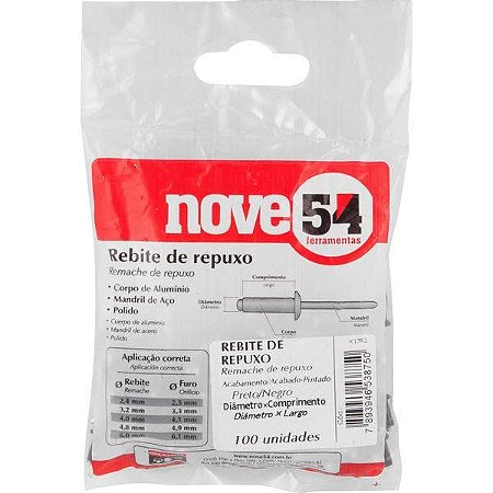 Rebite Aluminio 4,8X16,0 (PCT C/50) - 954