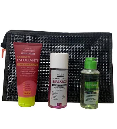 kit de limpeza da pele SkinCare Esfoliante Demaquilante Estojo
