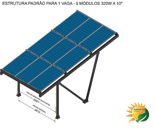 360 kWh/mês /// Kit Gerador FV Garagem 2,97 kWp - Completo - 1 Vaga