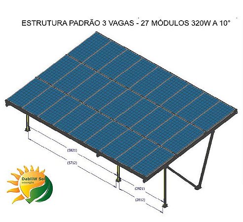 1.080 kWh/mês /// Kit Gerador FV Garagem 8,91 kWp - Completo - 3 Vagas