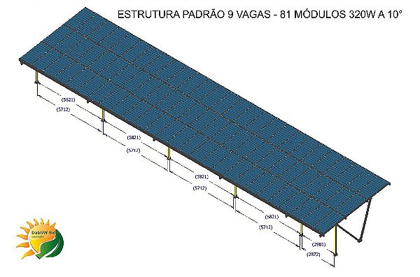 3.240 kWh/mês /// Kit Gerador FV Garagem 26,73 kWp - Completo - 9 Vagas