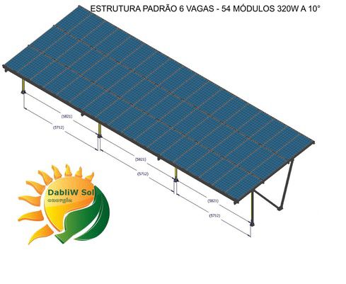 2.160 kWh/mês /// Kit Gerador FV Garagem 17,82 kWp - SIMPLES - TRIF. 380V - 6 Vagas
