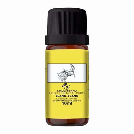 Óleo Essencial Puro De Ylang Ylang 10ml (Afrodisíaco, antidepressivo, estimulante e sedativo. Antisséptico, cicatrizante, antiespasmódico e hipotensor)