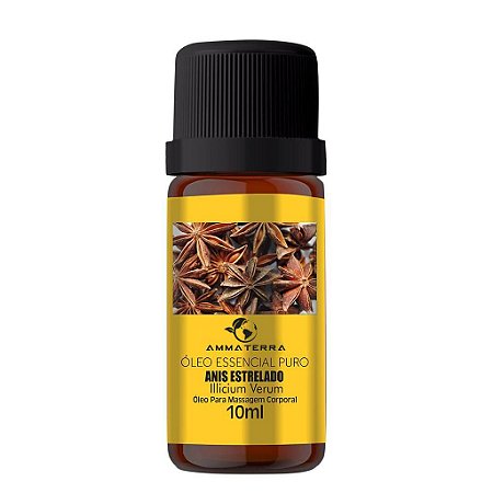 Óleo Essencial Puro De Anis Estrelado 10ml (cólicas intestinais, Antisséptico e anti-inflamatório das vias respiratórias,trata bronquite, asma e tosse com espasmos)