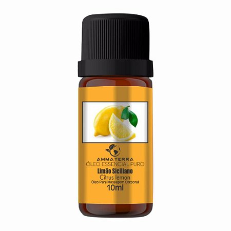Óleo Essencial De Limão Siciliano 10ml,  (Ideal para tratar celulite, pele, acne e mãos manchadas. é um excelente tônico geral. Tonifica unhas e cutículas)