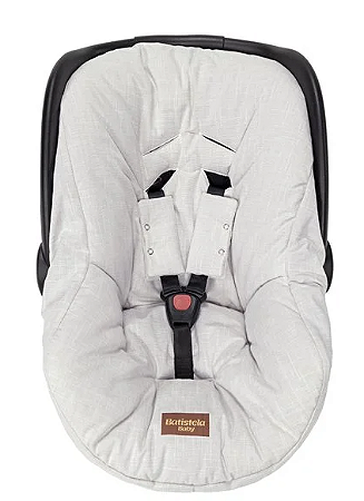 Capa Bebê Conforto Com Protetor De Cinto Linho Slim Bege Mescla - 3 Peças