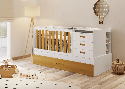 Berço Multifuncional Luna com Cama Auxiliar -  Reller