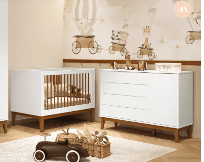 Conjunto Berço Wood + Cômoda Sapateira Elfe - Reller