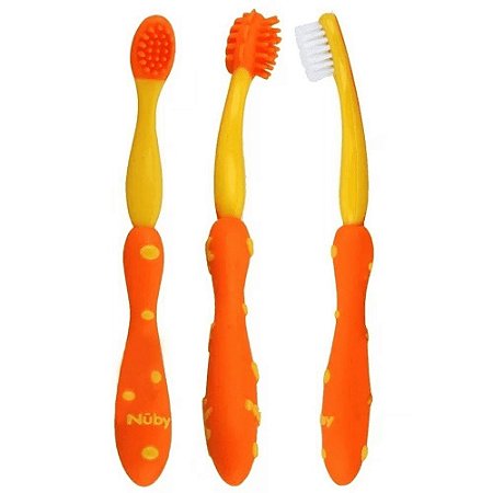 Higiene Oral KIT CUIDADO ORAL 3 Estágios Laranja e Amarelo +3m - Nûby