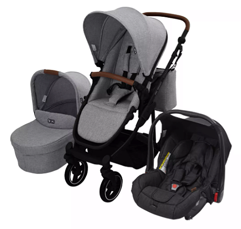 Kit Passeio Carrinho de Bebê, Bebê Conforto e Moisés COMO4 Woven Grey - ABC Design
