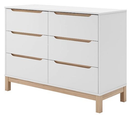 Cômoda Linha COZY - Branco/ Branco com Carvalho -Quater