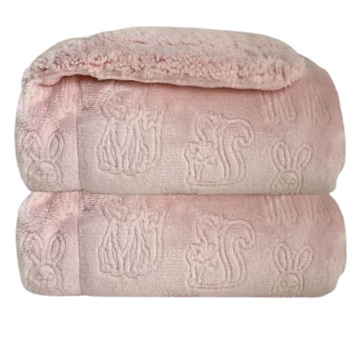 Cobertor Plush com Sherpa Ferrete Rosa - Laço Bebê