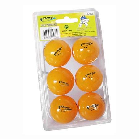 Blister com 6 Bolas Laranjas de Tênis de Mesa Ping Pong Klopf 5076