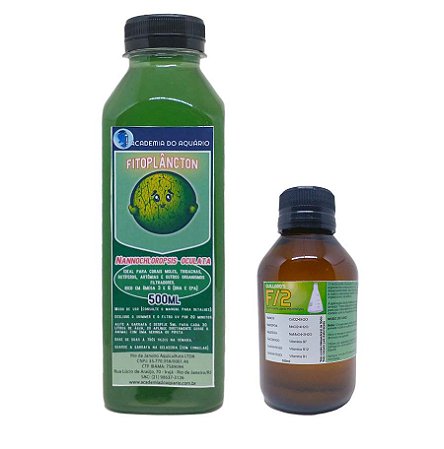 Fitoplâncton Vivo 500ml + Alimento F2 (fórmula Guillard)