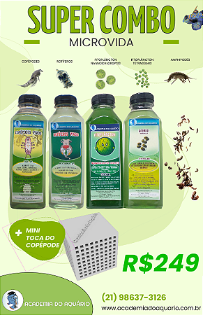 Super Combo Microvida - Amphipodes + Copépodes + Rotíferos + 2 Fitoplânctons + Toca dos Copépodes