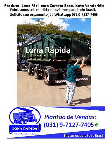 LR1800 Lona Fácil para Carreta Basculante Vanderléia - Lona Rápida -  Cobertura Automática para Caminhões