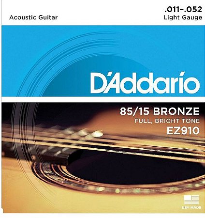 Encordoamento Violão Aço 011 D'addario 85/15 Bronze EZ910