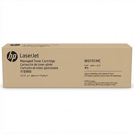 Toner Original W9191MC HP Ciano 28.000Páginas Para E77825DN E77825Z E77822 E77822Z E77830DN E77830Z