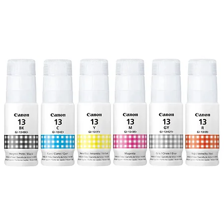 Original Kit GI-13 Refil Tinta Canon Com 6Cores Preto 57ml Tricolor 57ml Para G610 G510