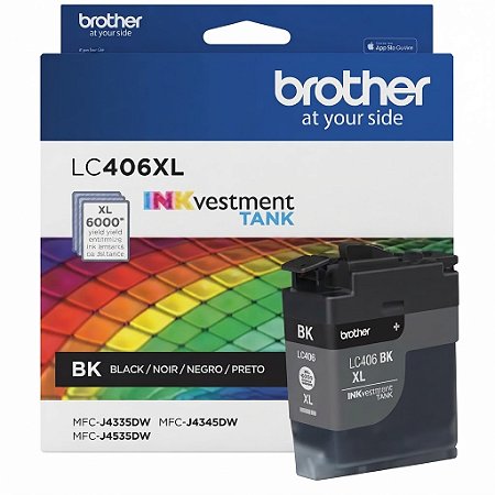Cartucho Original LC406XLBKS Brother Preto 6.000Páginas Para J4335 J4345 J5855 J6555 J4535 J5955 J6955