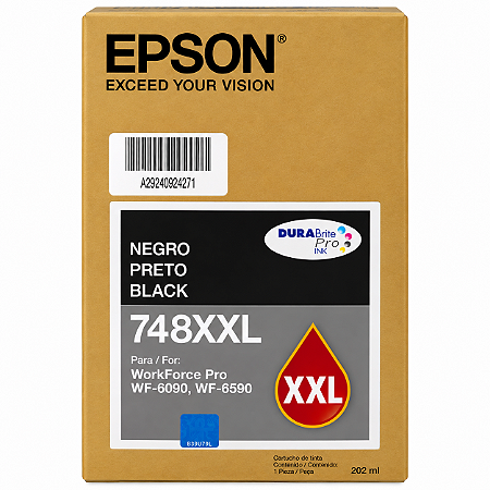 Tinta Original T748XXL-120 Epson Preto 10.000Páginas 202ml Para WF6090 WF6590