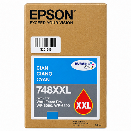Tinta Original T748XXL-220 Epson Ciano 7.000Páginas 69ml Para WF6090 WF6590