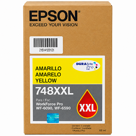 Tinta Original T748XXL-420 Epson Amarelo 7.000Páginas 69ml Para WF6090 WF6590