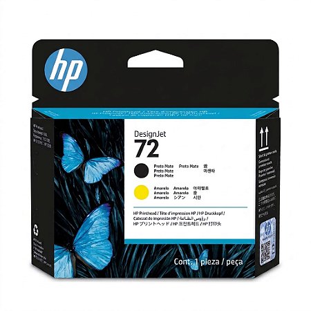 Cabeca Original 72 C9384A HP Preto Mate e Amarelo Para T610 T620 T1100 T1120 T1200 T790