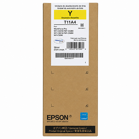 Tinta Original T11A4 T11A420 Epson Amarelo 39ml 5.000Páginas Para WF-C5310 WF-C5390 WF-C5810 WF-C5890