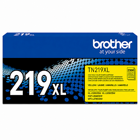 Toner Original TN219XL Brother Amarelo 2.300Páginas Para L3760CDW L3560CDW L3280CDW L3240CDW