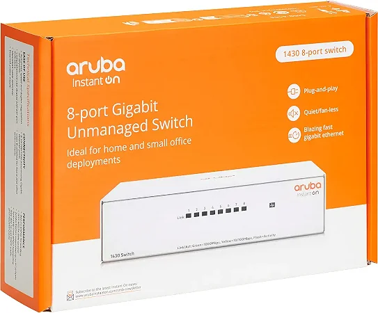 HPE R8R45A 1430-8G Switch 8 Portas Não Gerenciável Aruba