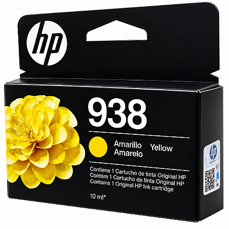 Tinta Original 938 4S6X7PL HP Amarelo 800Páginas Para 9110 9120 9130 9720 9730