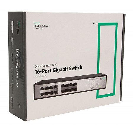 JH016A 16Porta Switch Hp Gigabit OfficeConnect HPe 1420-16G Não Gerenciável