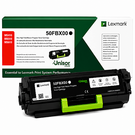 Toner Original 50FBX00 50F4X00 Lexmark Preto 10.000Páginas Para MS410 MS415 MS510 MS610 MX310 MX410 MX510 MX511 MX610 MX611 MX511 MX611
