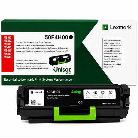 Toner Original 50F4H00 50FBH00 Lexmark Preto 5.000Páginas Para MS610DE MS610DN MS410DN MS310DN MS312DN MS315DN MS415DN