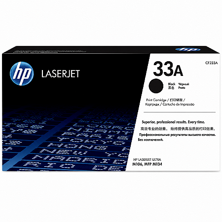 Toner Original CF233A 33A HP Preto 2.300Páginas Para M106W M134A M134FN
