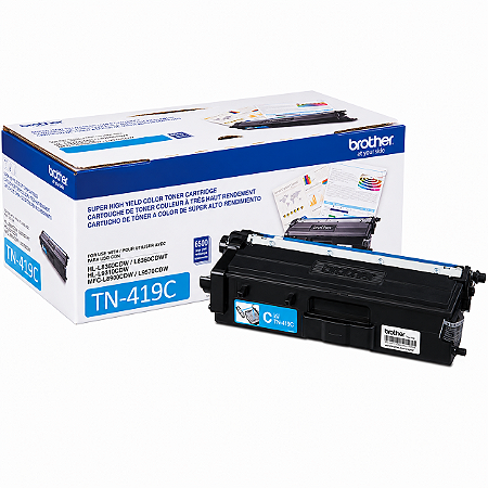 Toner Original TN419C Brother Ciano 9.000Páginas Para L8360CDW L8610CDW L8900CDW L9570CDW