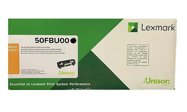 Toner Lexmark 50FBU00 50F4U00 Original Preto 20.000Páginas Para MS510dn MS610de MS610dn MS610dte MS610dtn