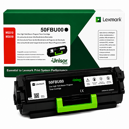 Toner Original 50FBU00 50F4U00 Lexmark Preto 20.000Páginas Para MS510dn MS610de MS610dn MS610dte MS610dtn