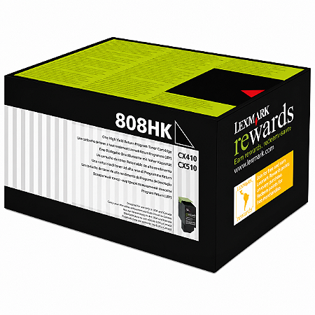 80C8HK0 808HK Toner Original Lexmark Preto 4.000Páginas Para CX410 CX-410DE CX410DE CX510 CX510DHE CX-510DHE
