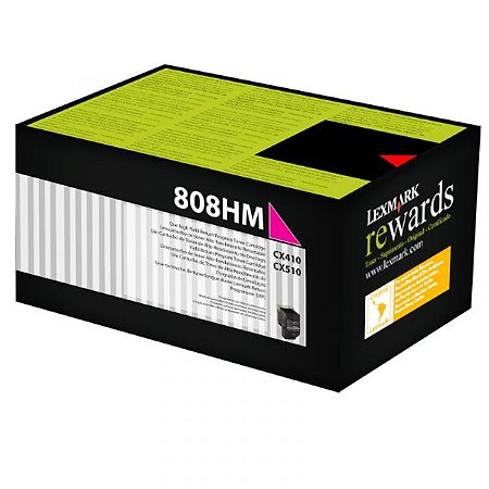 80C8HM0 Toner Original Lexmark Magenta 808HM 3.000Páginas Para CX410 CX-410DE CX410DE CX510 CX510DHE CX-510DHE